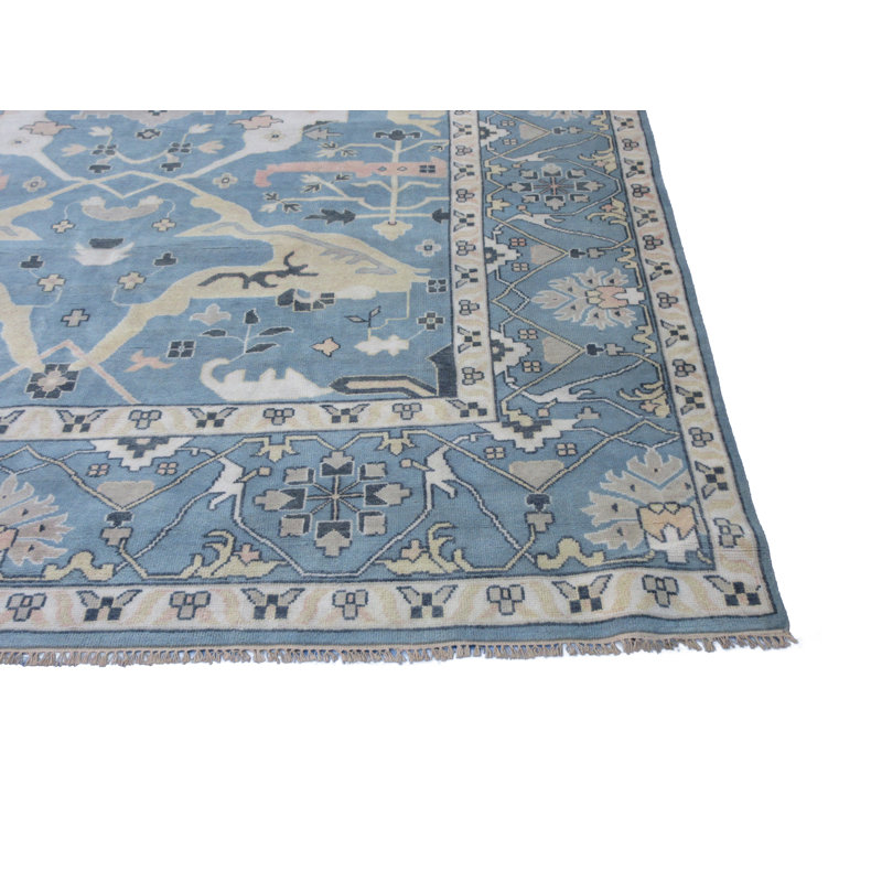 Tapis bleu clair 12 x 15 Oushak