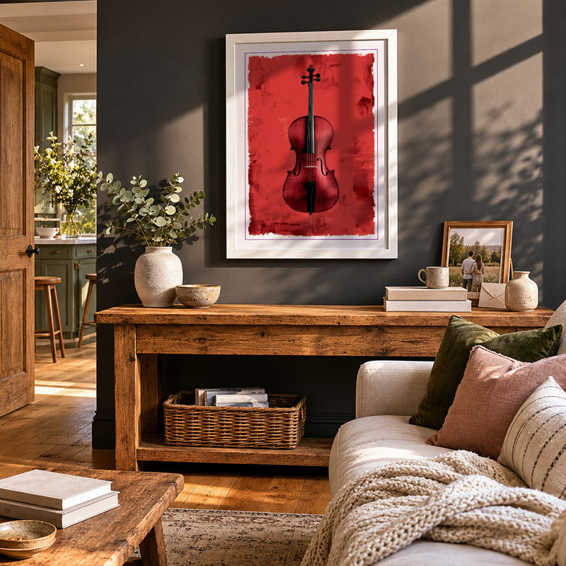 Weathered Cello Rustic - Framed Print, A3 - 42.0 x 29.7 cm, White