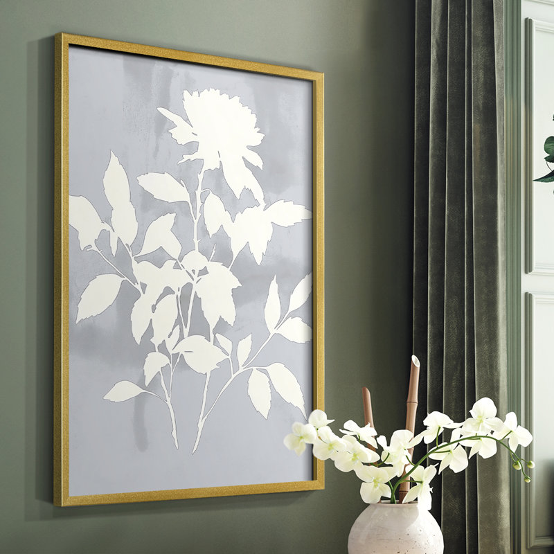 Série FLORAL - Impression encadrée de qualité supérieure - Prêt à accrocher - aucun clou requis, Or, H 21 po x l 17 po
