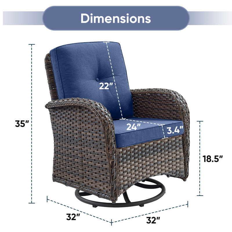 Gaetanino Outdoor Glider, Blue, Brown