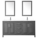 Daria 72'' Double Bathroom Vanity with Carrara Marble Top with Mirror