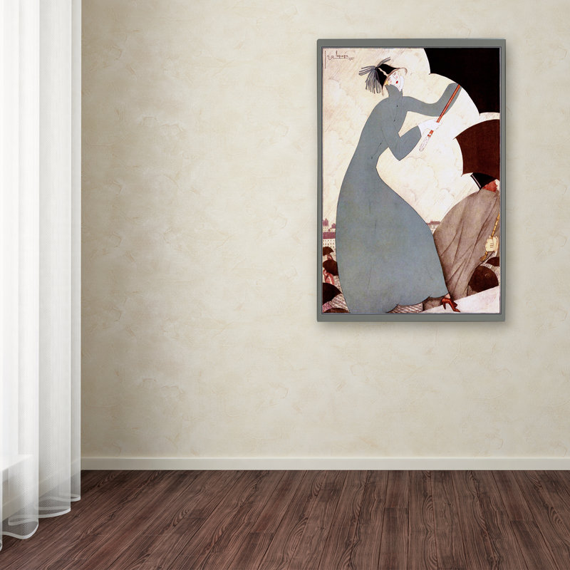 Vintage Art Deco Fashion Women Canvas Print in Gray and Black