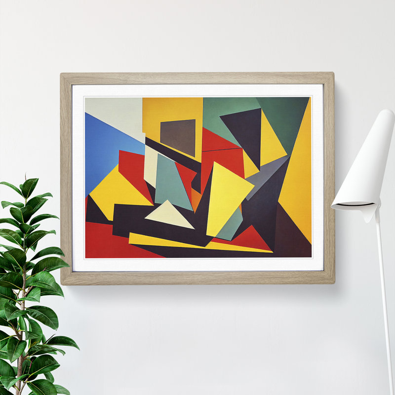 Shapes - Single Picture Frame Print, 46cm H x 64cm W, Oak Framed