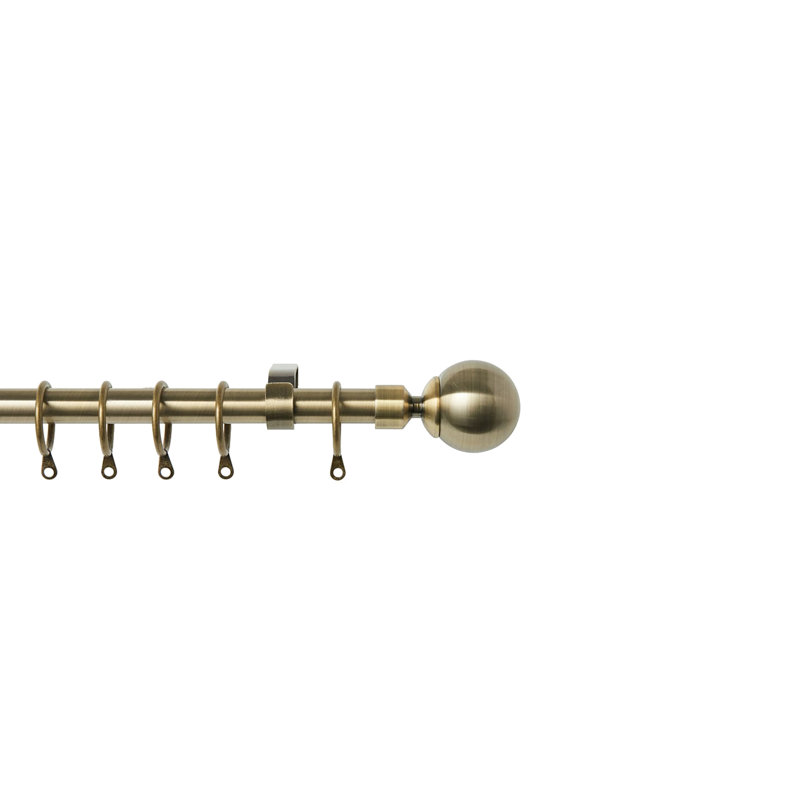 Allynn Adjustable 170cm to 300cm 1.9cm Single Curtain Pole, Antique Brass