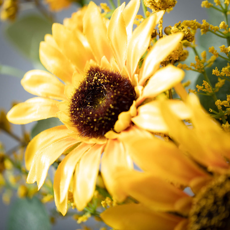 5" Artificial Sunflower Eucalyptus Orb