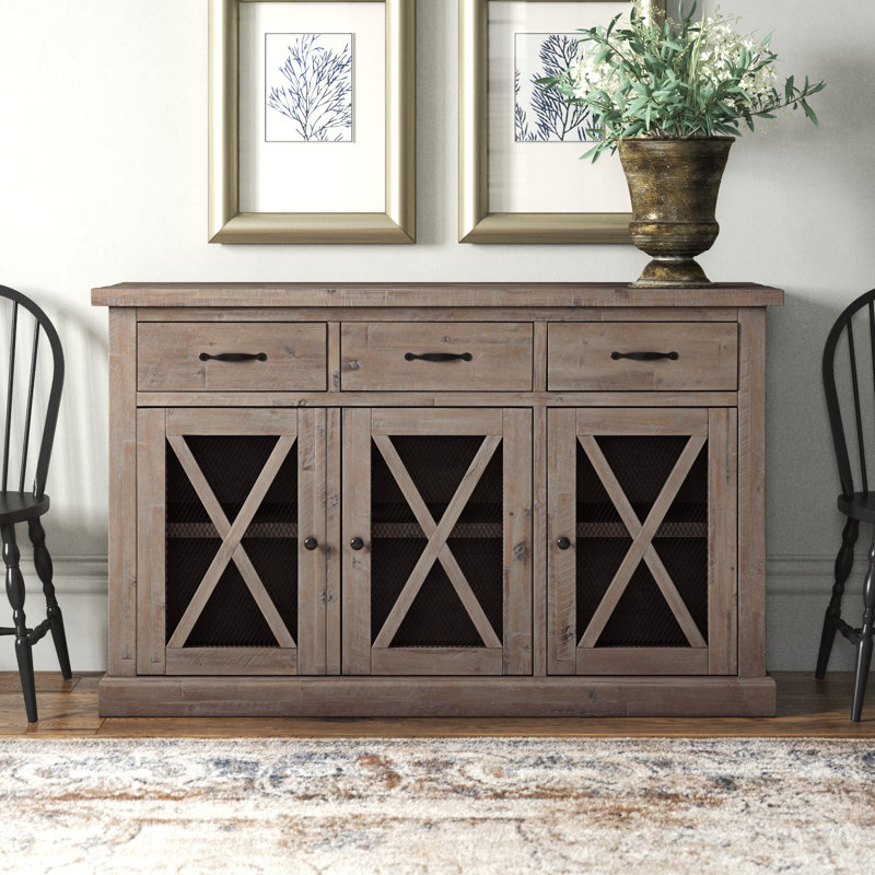 Bianca Solid Wood Sideboard, Weathered Natural