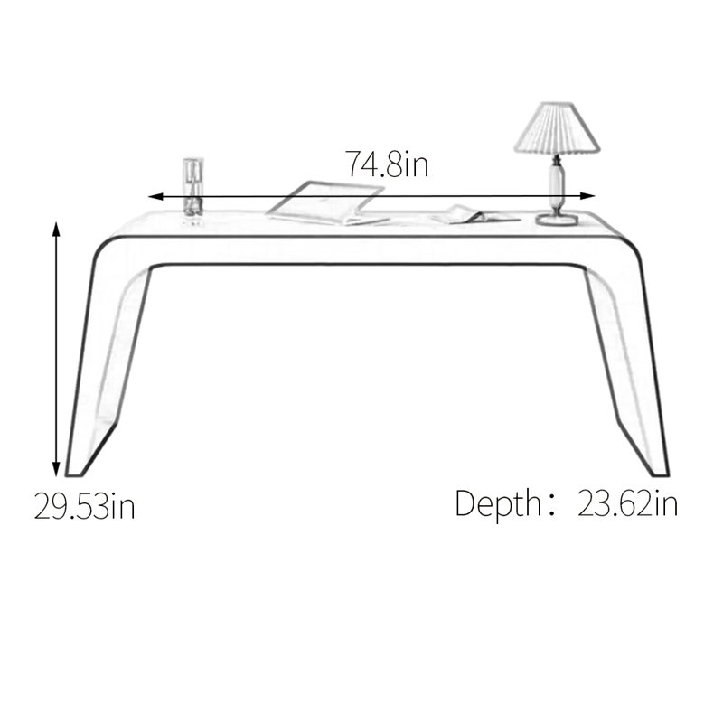 Bureau en bois manufacturé de haute qualité, H 29,53 po x l 74,8 po x P 23,62 po