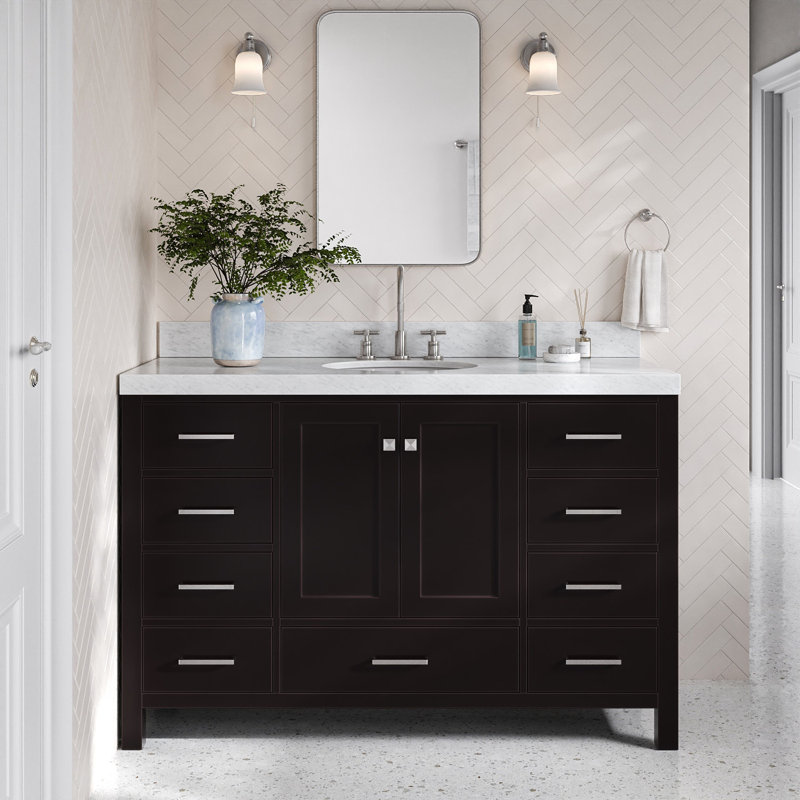 Ensemble de meuble-lavabo simple 49 po Flynt, Espresso, Carrare blanc