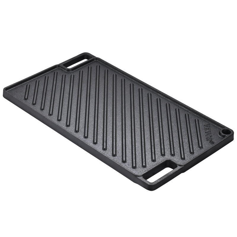 Black Cast Iron Reversible Double Burner Griddle Pan