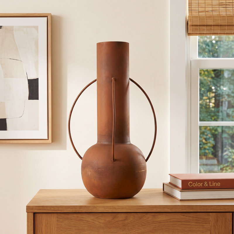 Asel Metal Table Vase, Rust