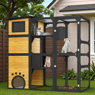Maison d'extérieur pour chat avec plateformes et salles de repos