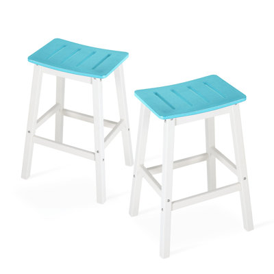 Aoodor 28" HDPE Outdoor Bar Stools Set of 2