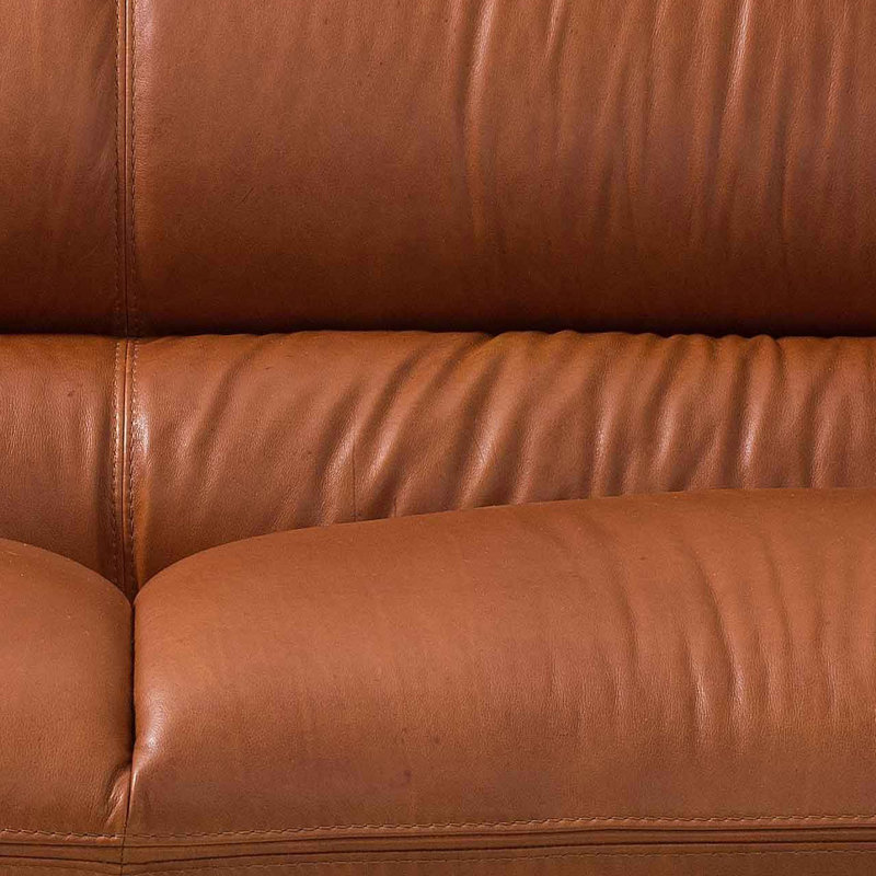 Layla 88.5'' Leather Sofa, Saddle Tan Genuine Leather