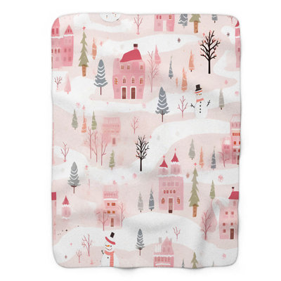 Festive Pink - 1 Piece Premium Sherpa Blanket