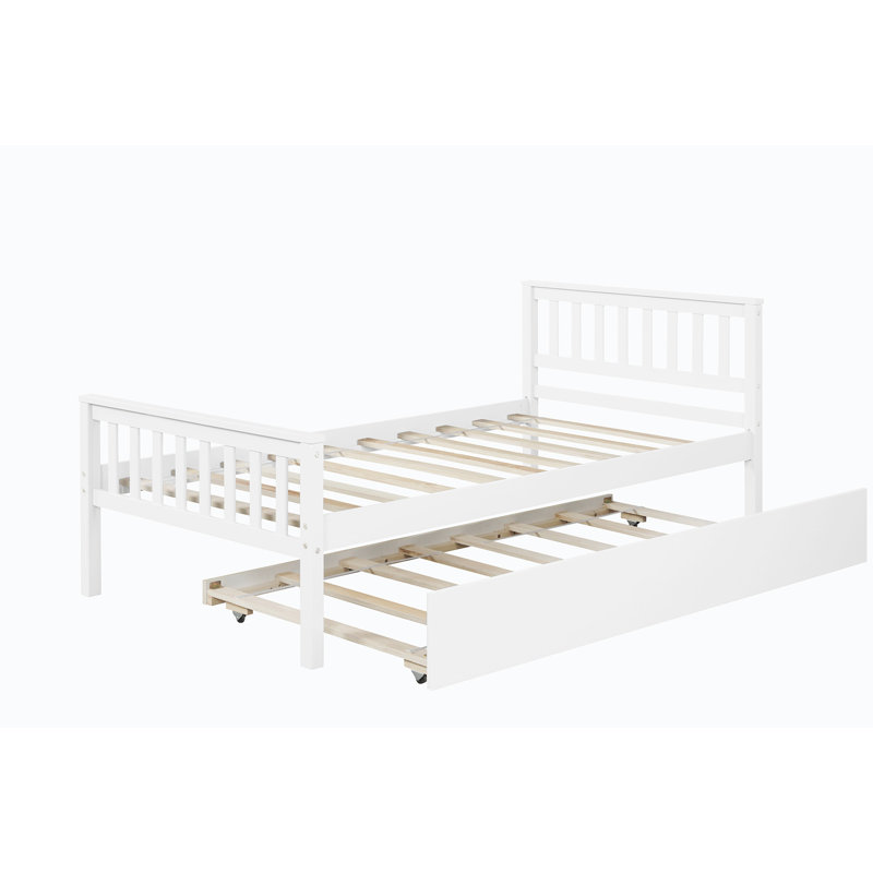 Gotar Solid Wood Bed Frame with Headboard, White