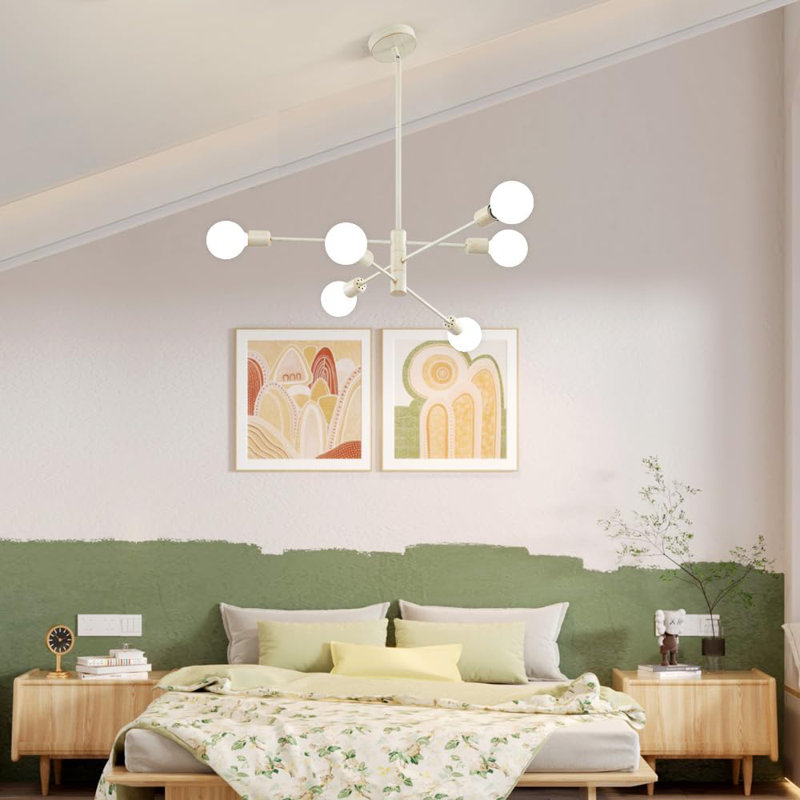 Lustre à 6 lumières Logahn, Blanc, H 5,12 po x l 16,14 po