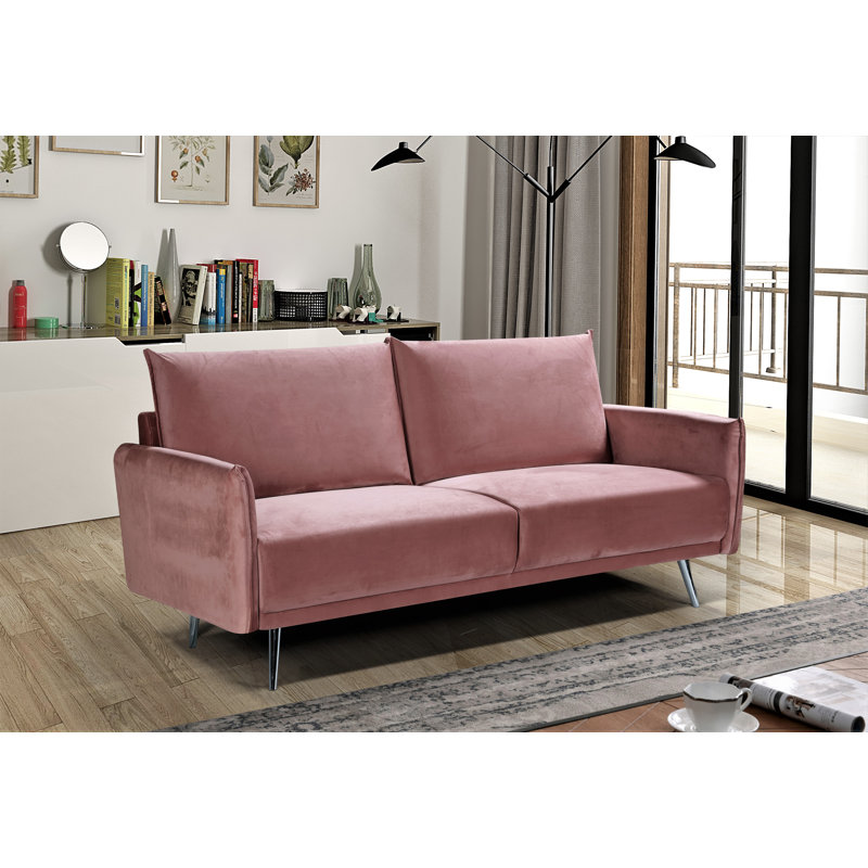 Seychella 72.83" Velvet Square Arm Sofa, Rose