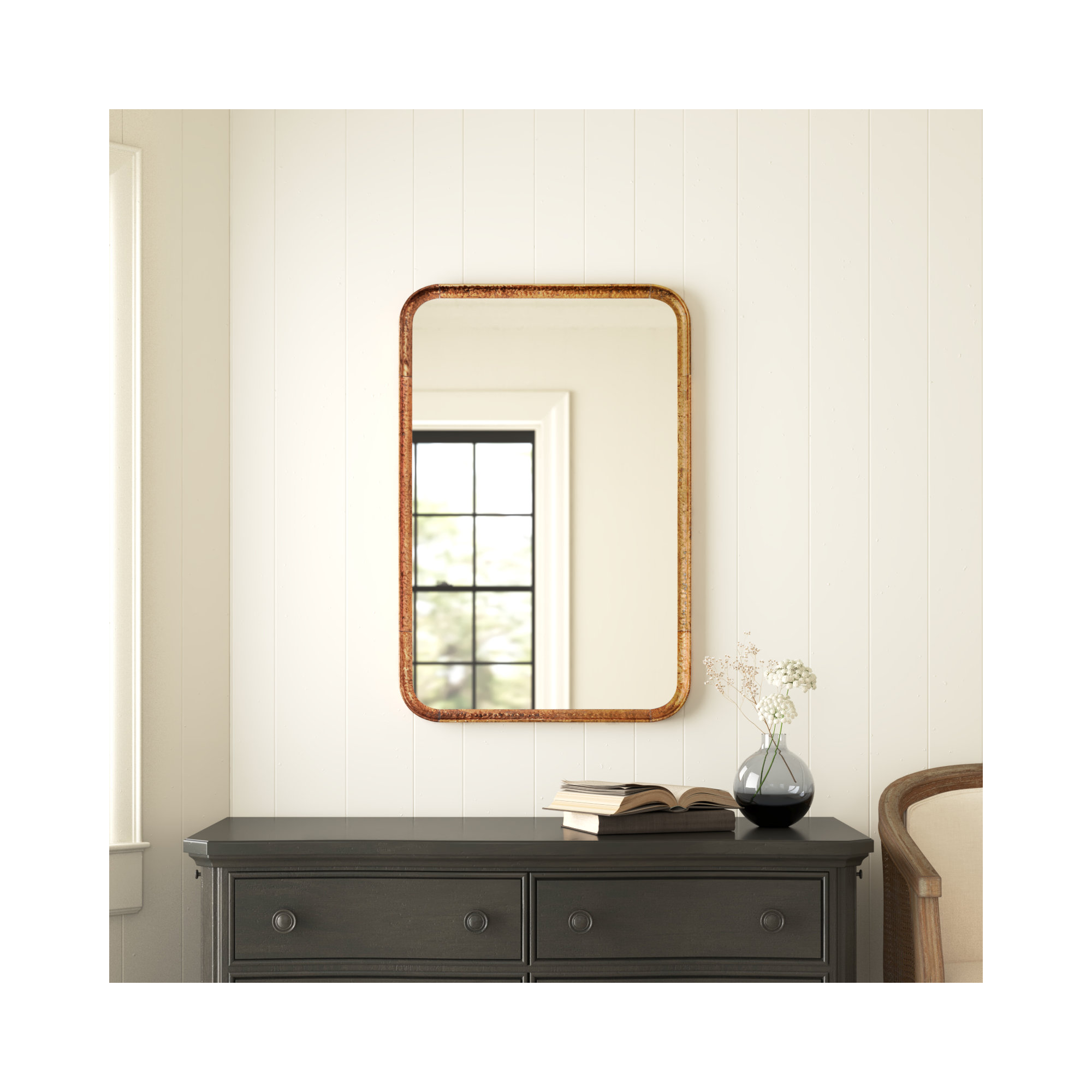 Principle Metal Wall Mirror, Gold