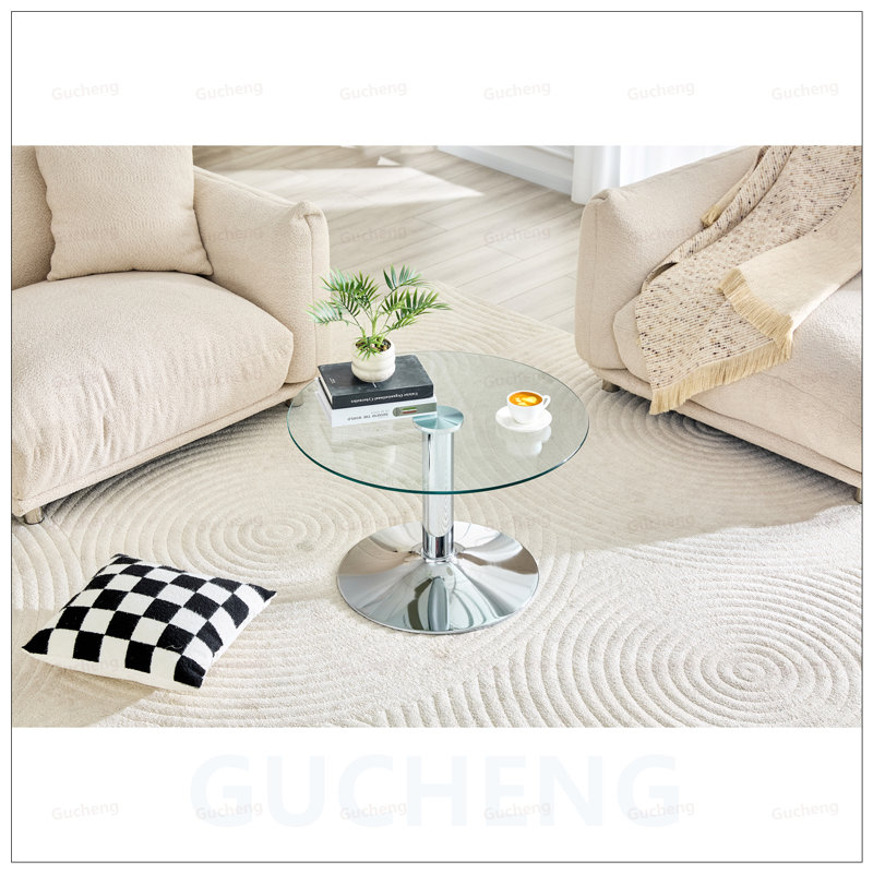 Table basse en verre trempé durable avec base en métal, hauteur de 17,7 pouces, design luxueux et léger pour les maisons modernes