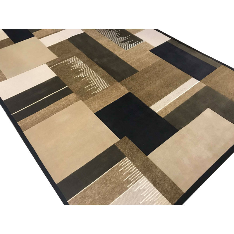 Tapis noir de haute qualité noué à la main