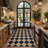 Checkered Easy Jute Outdoor Rug Washable Rugs For Entryway Diamond Indoor Outdoor Living Room Carpet Farmhouse Neutral Non Slip  Door Carpet For Backyard Bedroom