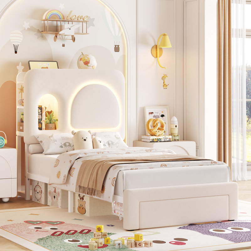 Lit avec rangement Arch, Lit simple, Beige