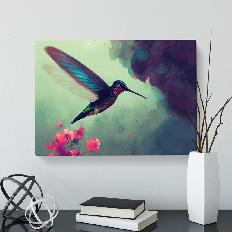Hummingbird Art Painting Vol.2 Abstract - Wrapped Canvas, 50cm H x 76cm W x 3cm D