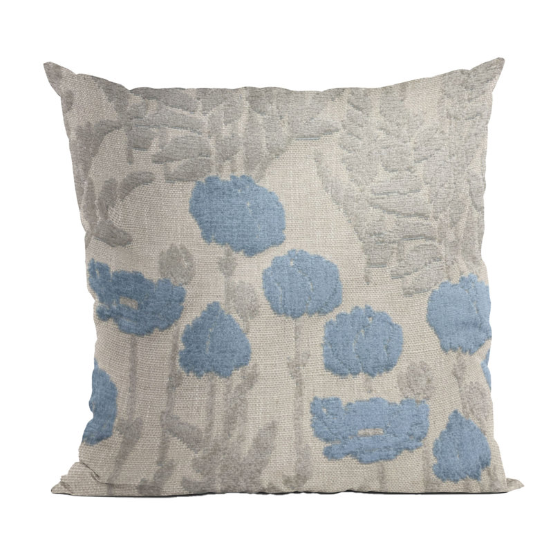 Coussin Plutus Enchanted Rose, H 18 po x l 18 po, Floral gris / bleu, Carrée