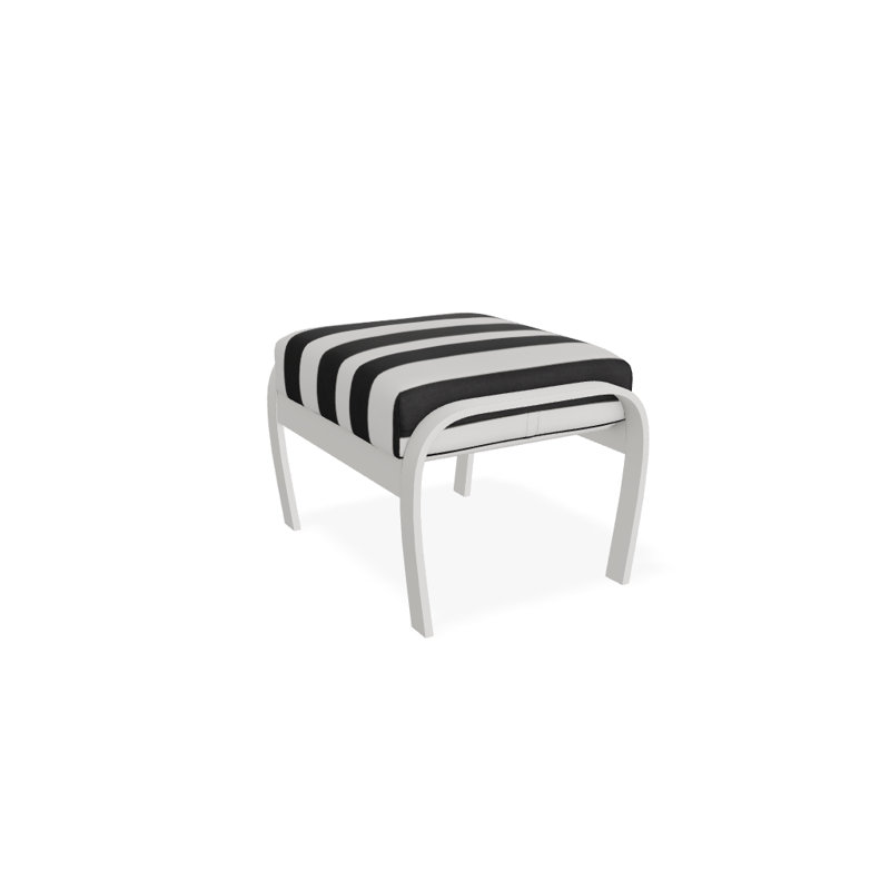 Repose-pieds avec coussin Askar, Neige texturée, Cabana classique à rayures noires Sunbrella®