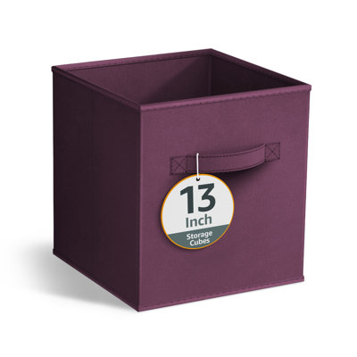 13" Large Foldable Storage Cubes with Handles 1 Piece, Purple