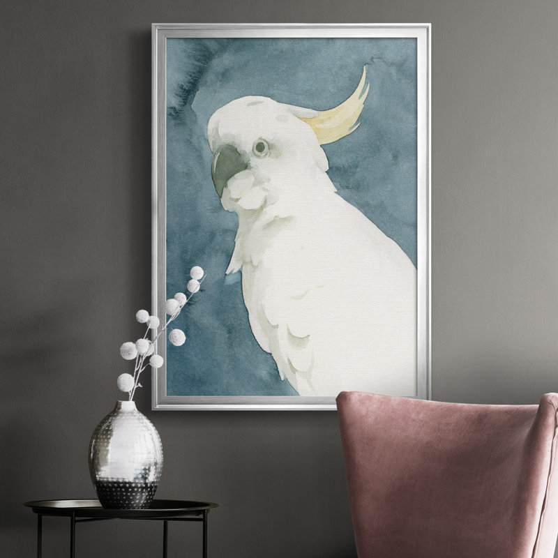 Cockatoo Portrait II, toile encadrée de qualité supérieure - prête à être accrochée, H 24,5 po x l 18,5 po x P 1 po, Argent