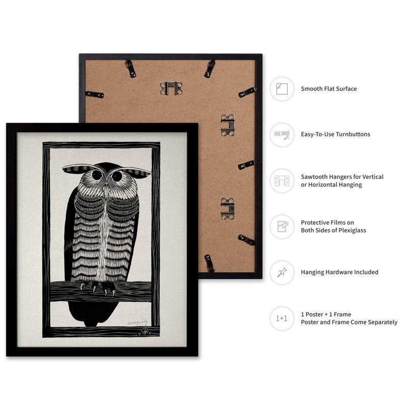 Chouette cornue, Black Framed, Poster, 24"H x 32"W