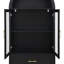 Armoire de cuisine de style champêtre, de 181 cm de hauteur, avec portes vitrées et tiroir.-2091715094