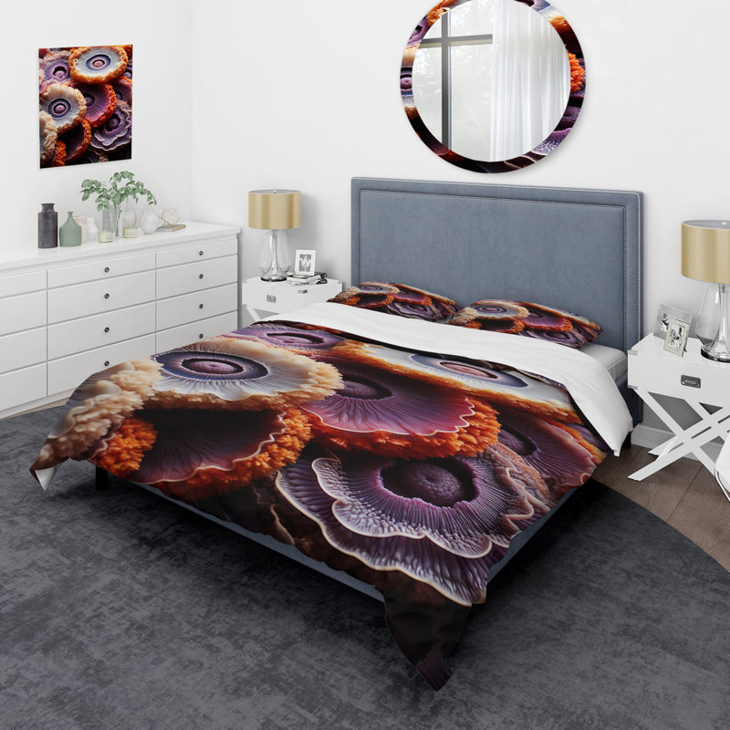 Ensemble de housse de couette Pink Amethyst Geode Essence II - Stone Geode, Housse de couette pour grand lit et 2 taies décor