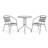 Amlie 23.75" Round Glass Metal Table with 2 Metal Aluminum Slat Stack Chairs-1642503299