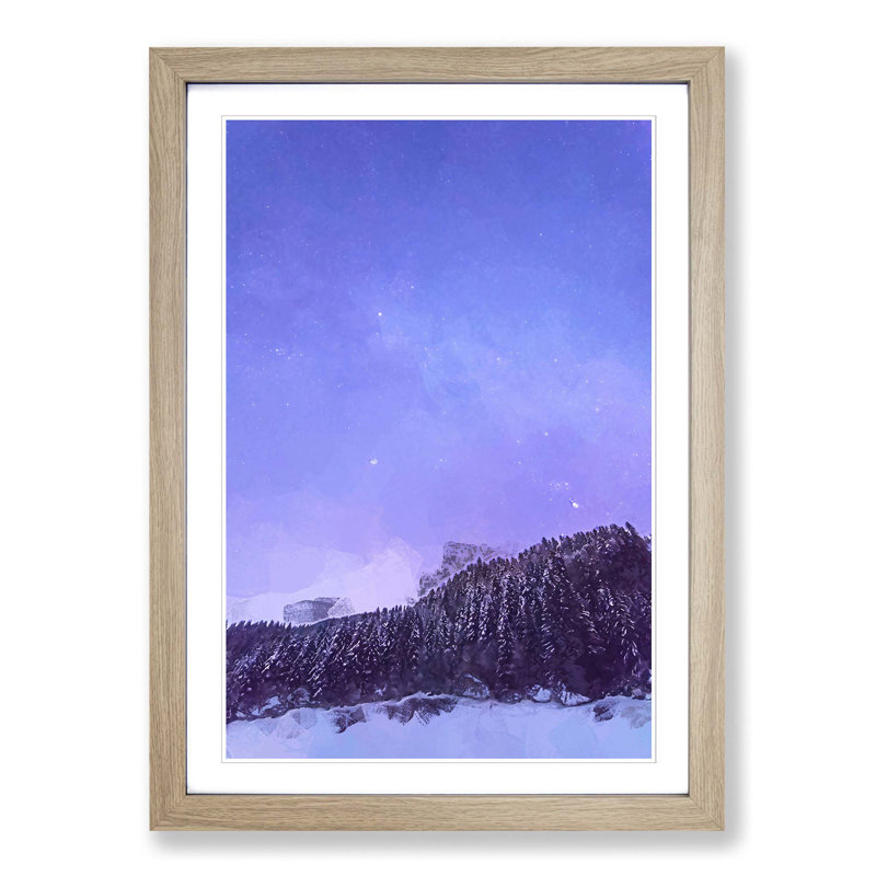 Forest Beneath the Stars in Abstract - Picture Frame Graphic Art Print, 65cm H x 48cm W x 2cm D, Oak Framed