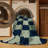 Machine Washable Checkered Blue Area Rug-1462122205