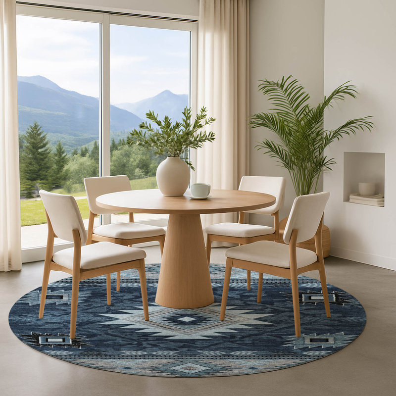 Premium Machine Washable Lucchesi AMF1754 Tribal Rug, Round 8'