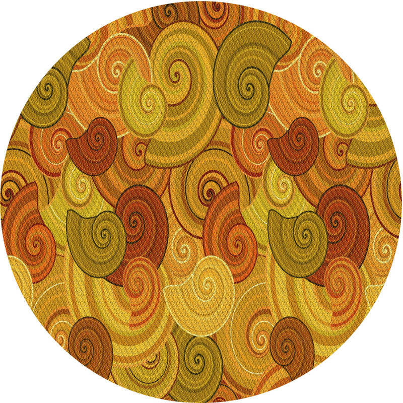 Tapis jaune tissé à la machine, Rond 4 pi