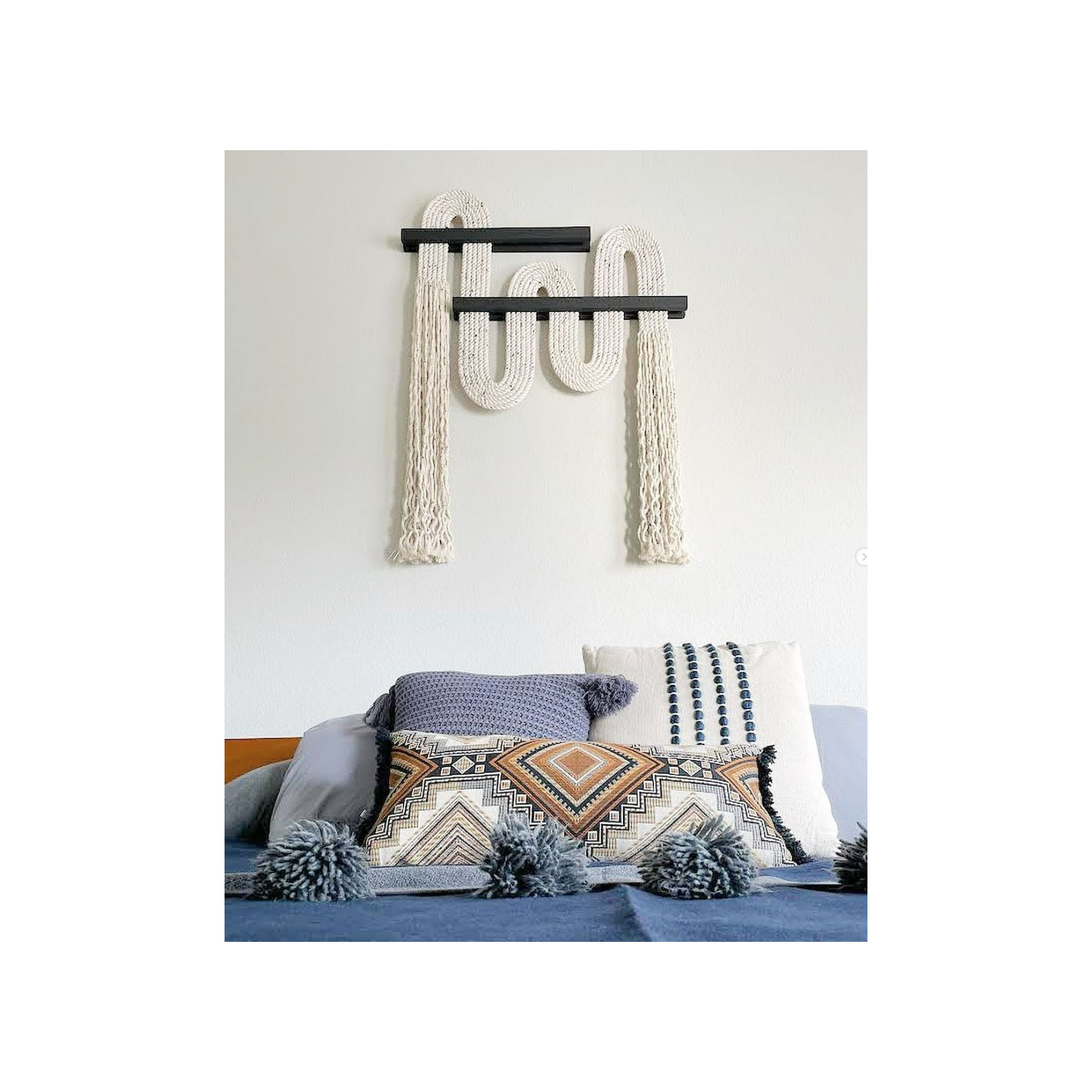Vibrato Hand Woven Cotton Wall Hanging, Ivory/Black Speckles