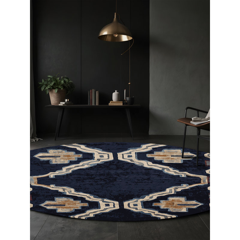 Machine Washable Gray Area Rug, Round 5'