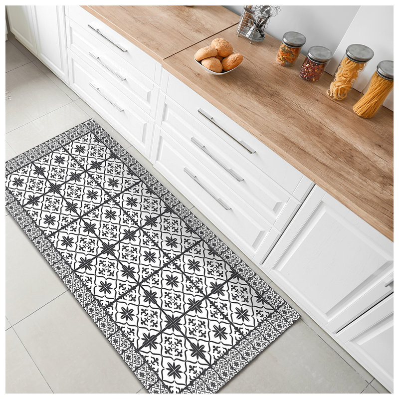 Tapis gris foncé en vinyle imprimé 2 pi x 4 pi avec protection UV