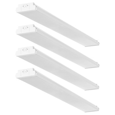 Éclairage encastré à DEL de 4 pi, 50 W, luminaire encastré à DEL de 5 500 LM, paquet de 4 luminaires de plafond à DEL de lumière du jour 6500K, pour remplacement de tube fluorescent de buanderie de bureau, FCC