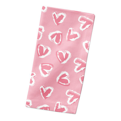 Serviette rose à motif de cœurs mignons
