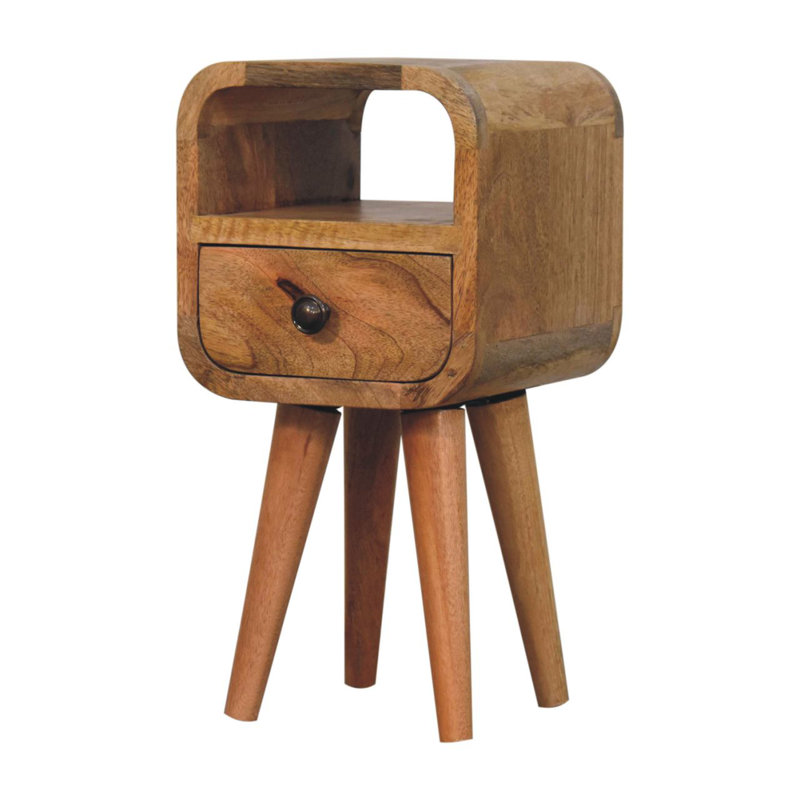 Extra Mini Oakish Curve Open Slot Bedside, Beige