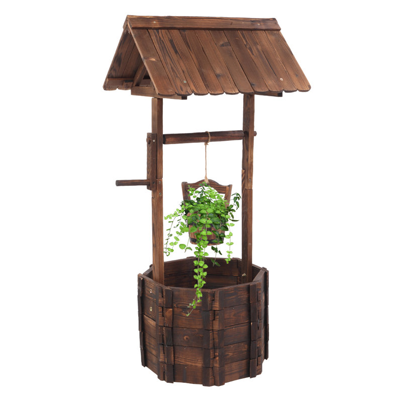 Pot de fleurs d'extérieur en bois de sapin carbonisé souhaitant une décoration rustique anticorrosive pour jardin