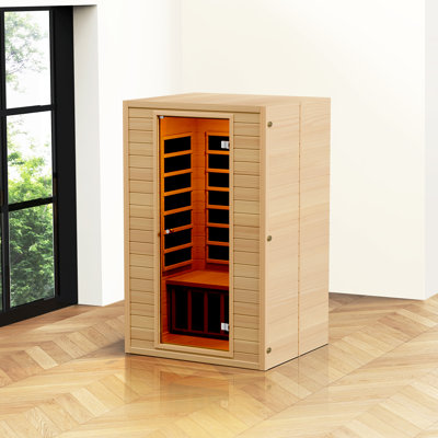 Sauna infrarouge lointain en bois, sauna pour 2 personnes 1800W