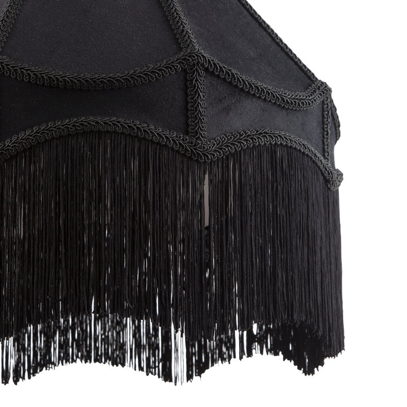 Traditional Victorian Empire 40Cm Lamp Shade In Soft With Tassels By Happy Homewares, Black