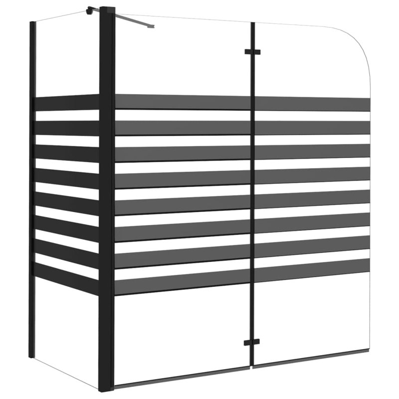 Ickes 680mm W x 1300mm H Folding / Bi-Fold Framed Tub Door with Frosted Glass, Black