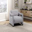 Chaise d'appoint, fauteuil gris avec revêtement en tissu et tissu d'ameublement rembourré avec cadre en contreplaqué-1660620318